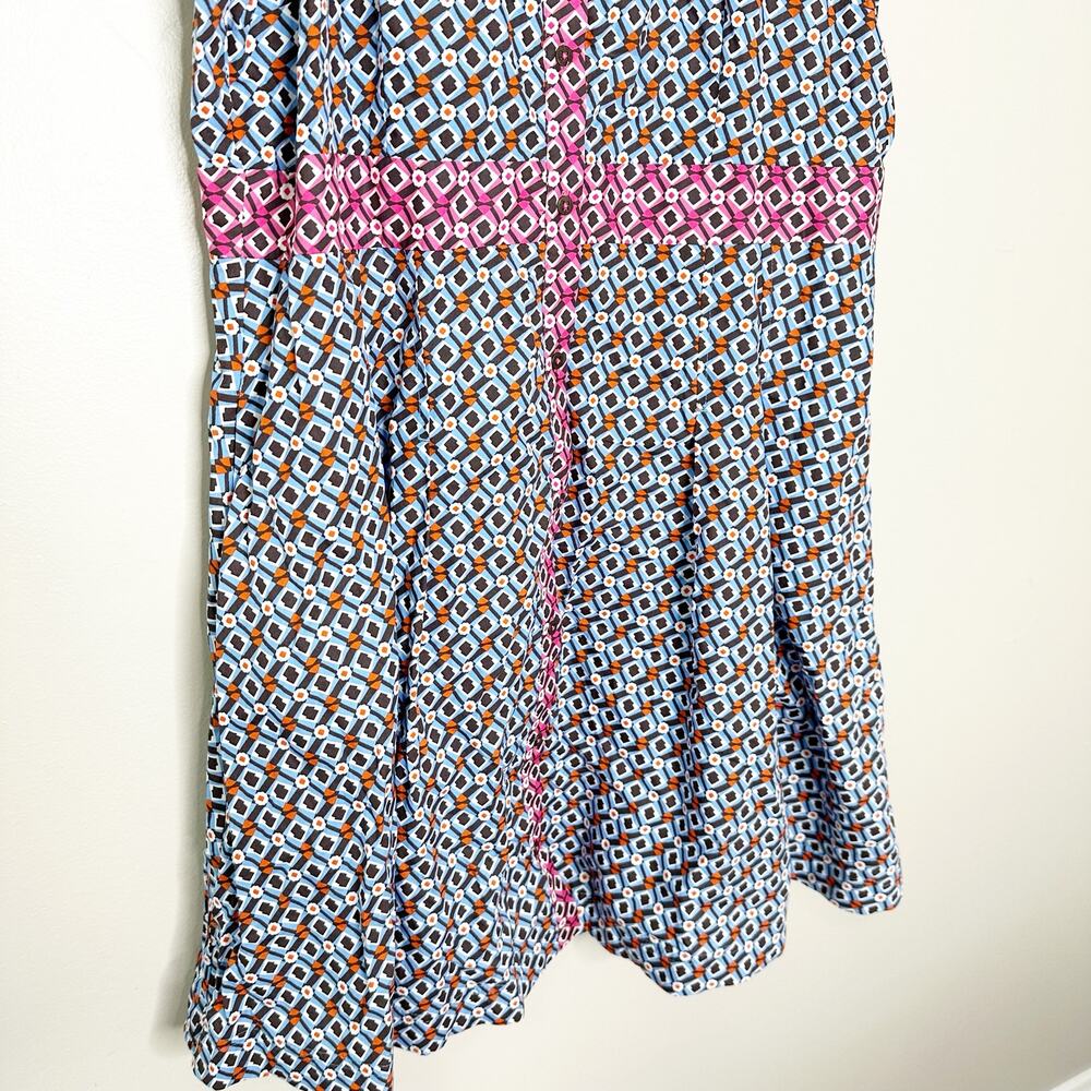 Anthropologie Maeve Womens Buckley Mini Shirt Dress Sleeveless Geometric Blue 16 - Picture 5 of 9